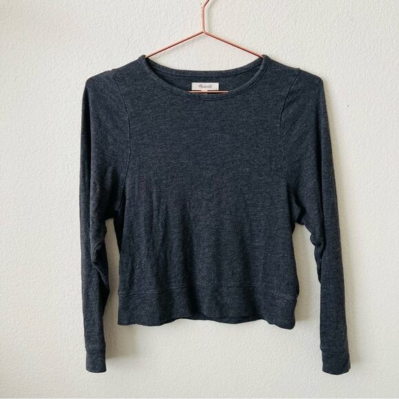 Madewell Highpoint Dolman-Sleeve Tee heathered charcoal gray MC253 crop top - Picture 4 of 7